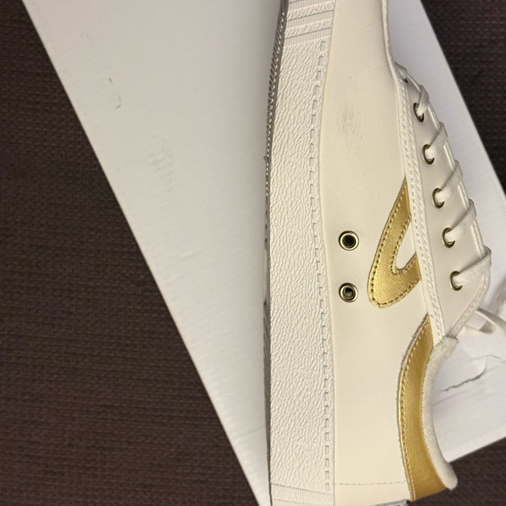 Tretorn White Metallic Gold Sneakers - Picture 2 of 4